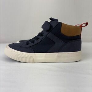 Cat and Jack Anthony‎ Boys Navy Blue Mid Sneakers Side Zip Hook Loop Size 13
